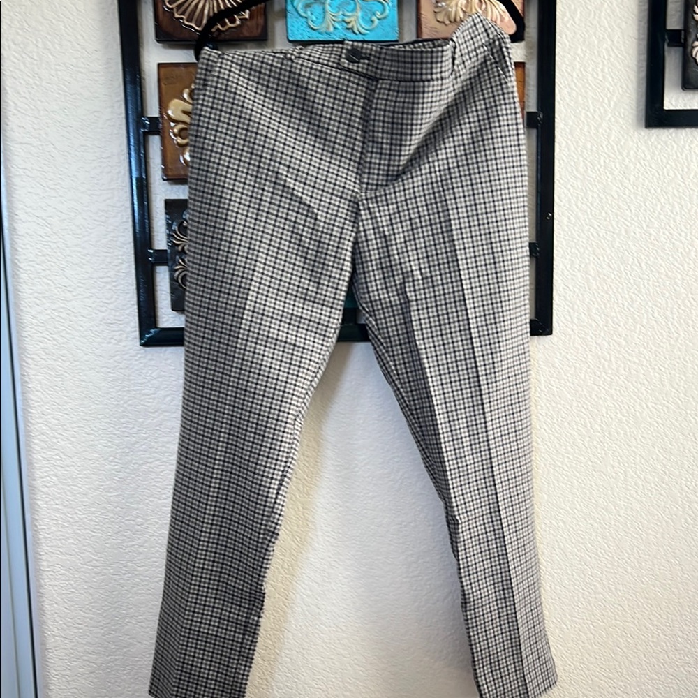 Black and White Straight Leg Pants with Classic Pattern